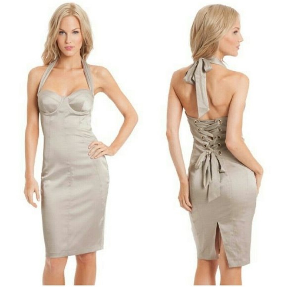 Elegant Halter Neck Dress in brown